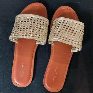 American Eagle Gold Slide Sandals